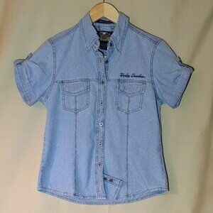 Harley Davidson Ladies XS Short Sleeve Shirt Embroidered Shirt
